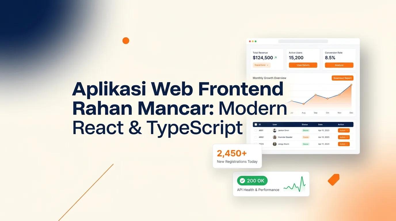 Cover Aplikasi Web Rahan Mancar menampilkan mockup antarmuka browser modern dengan komponen UI responsif