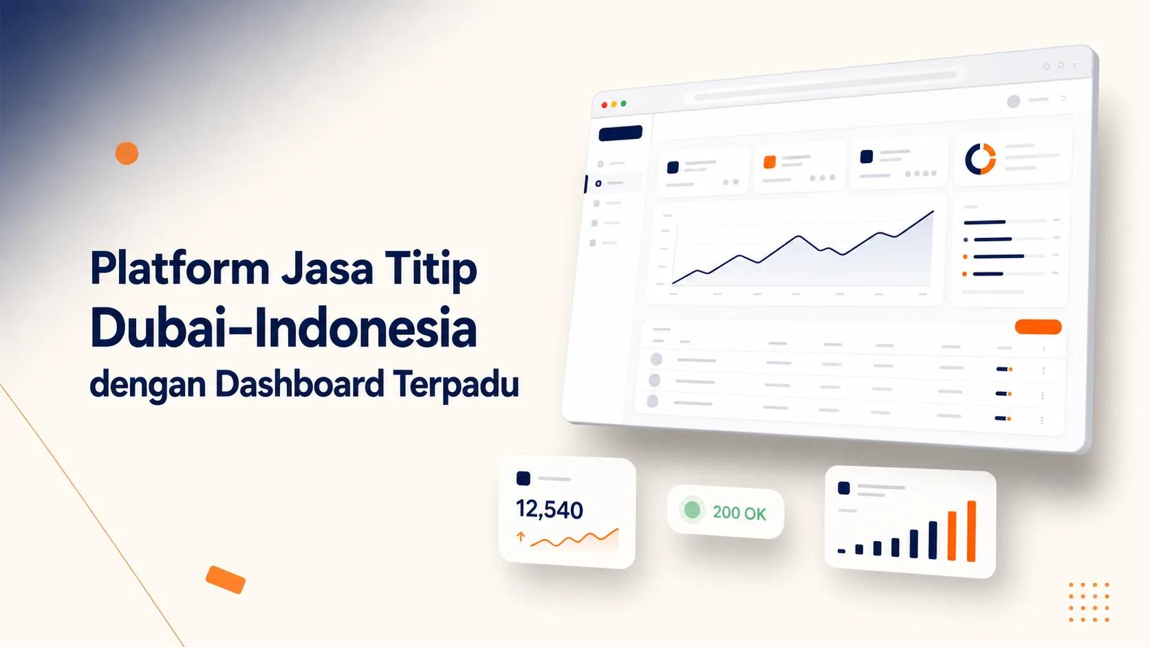 Cover platform jasa titip menampilkan dashboard pesanan, kartu analitik, dan status transaksi