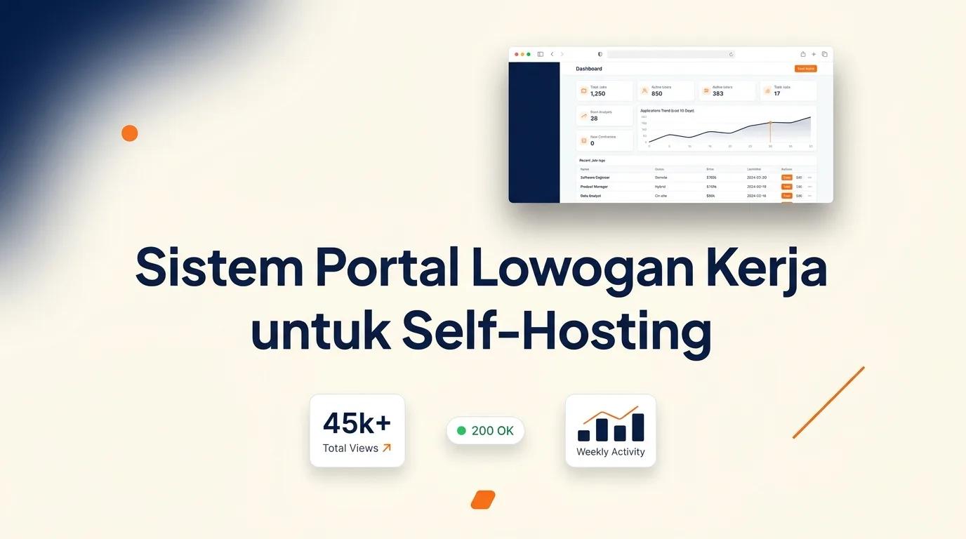 Cover Sistem Portal Lowongan Kerja menampilkan mockup browser dengan antarmuka halaman pencarian kerja dan analitik rekrutmen