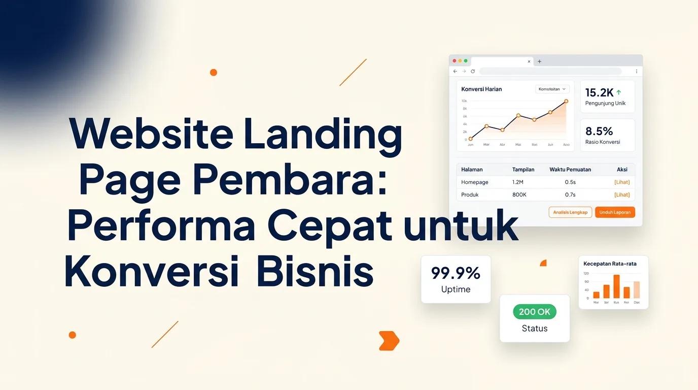 Cover Website Landing Page Pembara menampilkan mockup browser dengan antarmuka modern yang bersih dan responsif